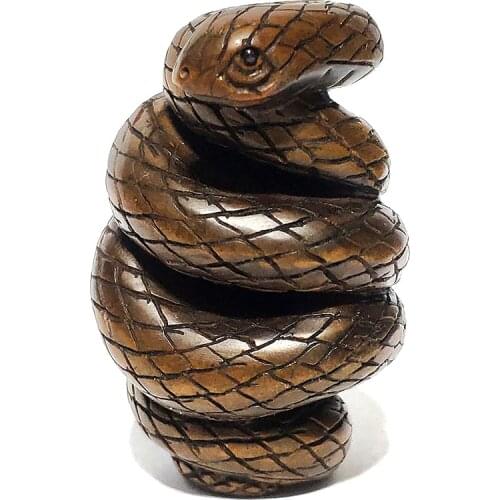 Y7205 - 2" Hand Carved Japanese Boxwood Netsuke Figurine Carving- Snake