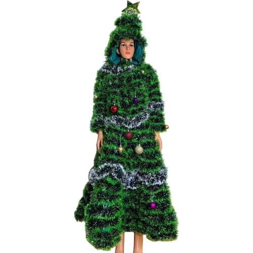 Green Christmas Tree Costumes Christmas Role Playing Longsleeve Floor-Length Dress Santa Claus Costumes For Ladies Uniform