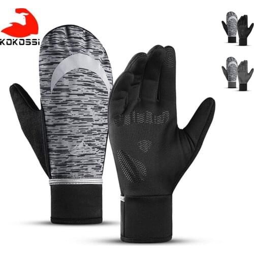 KoKossi Winter Cycling Warm Gloves Two Finger Touch Screen Waterproof Non-slip Men Women Windproof Hiking Fishing Riding Gloves