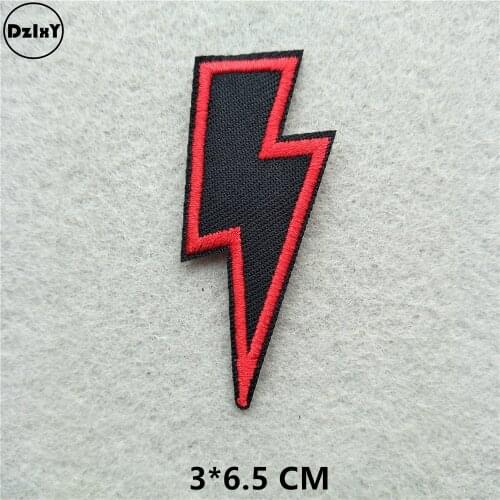 1 PCS Red Lightning Clothes Patches for Stripes Clothing Stickers Iron on Appliques Embroidery Badges @N-3