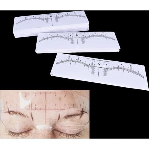 10pcs Permanent Makeup Eyebrow Shaping Tools Tattoo Measurement Rulers Sticker Disposable Accurate Eyebrows Ruler Stickers