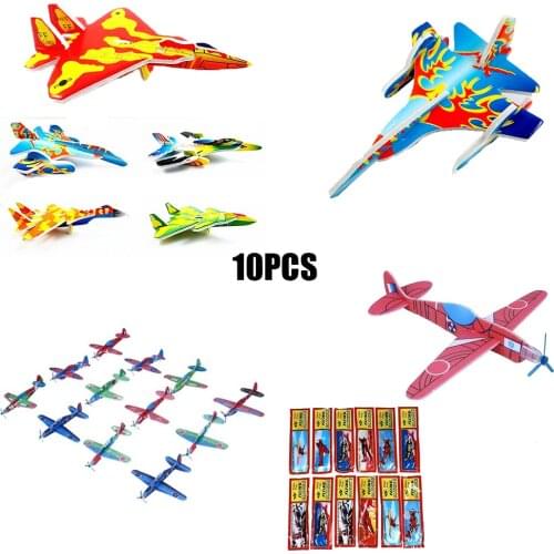10Pcs DIY Hand Throw Flying Glider Planes Foam Aeroplane Party Bag Fillers Flying Glider Childrens Kids Gift Plane Model Toys