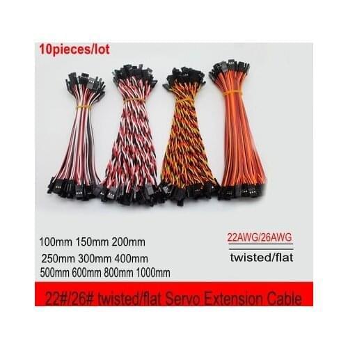 Male to Male 22# 22AWG 60cores Futata JR Servo Extension Cables Twisted /Flat Wire Lead for RC Plane 10pieces/lot