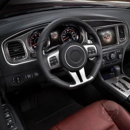2Pcs Carbon Fiber Interior Dashboard Left Drive Radio Stickers for Dodge Charger