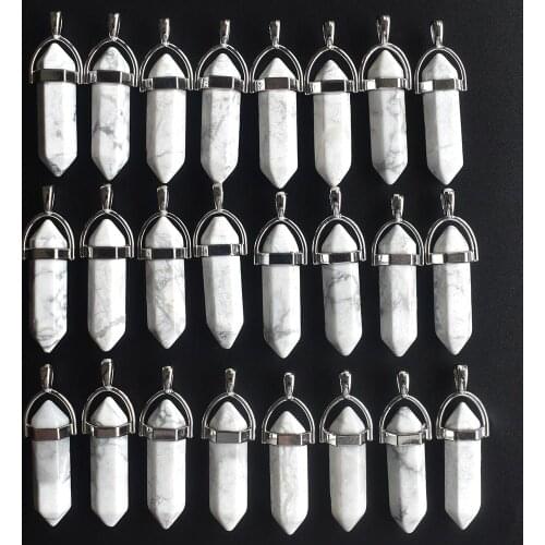 2020 high quality natural stone bullet shape charms chakra pendants fit necklace making 24pcs/lot Wholesale free shipping