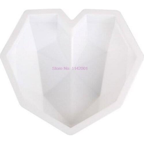 50pcs 3D Diamond Love Heart Shape Silicone Molds for Baking Sponge Chiffon Mousse Dessert Cake Molds Food Grade