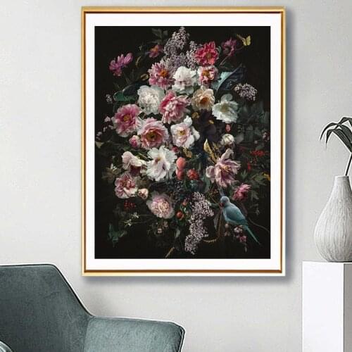 5D DIY Diamond Painting Full Square Round Peony Flower Diamond Embroidery Flowers Diamond Mosaic Picture Rhinestones Decor Gift