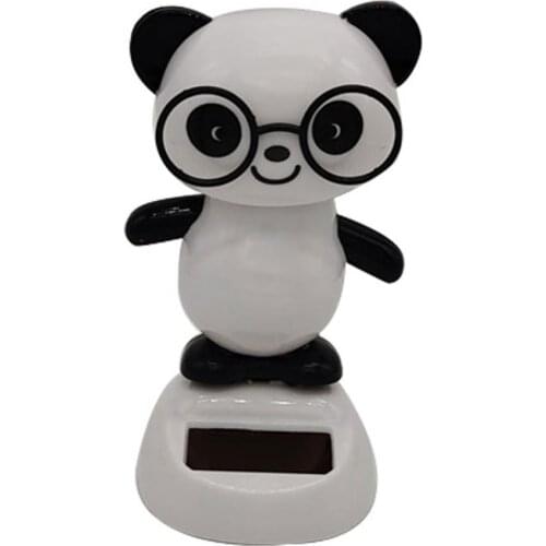 60% Hot Sale Lovely Glasses Panda Solar Power Swinging Doll Car Interior Ornament Decor Gift