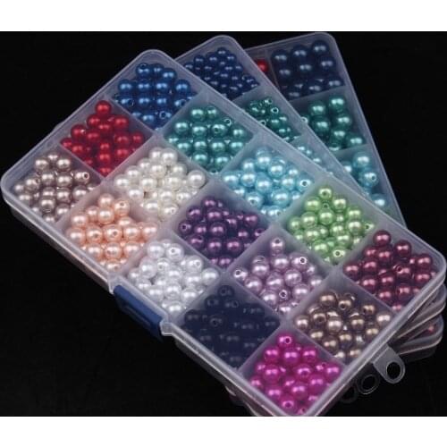 6/8/10mm mix Acrylic Spacer Beads Imitation Pearls Round Loose Beads For Jewelry Making DIY Garment Pearls Beads box
