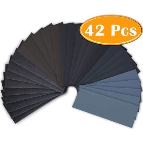 Automotive Wet and Dry Sand Paper Sheet Home Metal Wood Furniture Sanding Abrasive Tools 42Pcs 120-3000 Grit Sand Paper Sheet