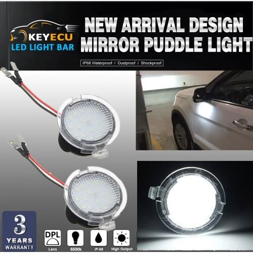 KEYECU White LED Side Mirror Puddle Light Lamp - Direct Replace - for Ford Explorer Mondeo Edge Taurus F-150 Pack of 2