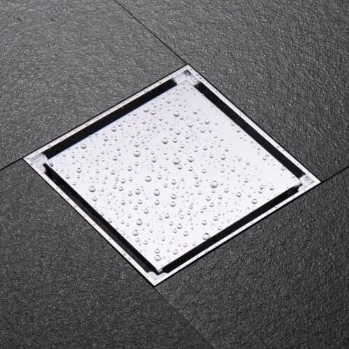 Free shipping Chrome solid brass 120 x 120mm square anti-odor floor drain bathroom invisible shower drain