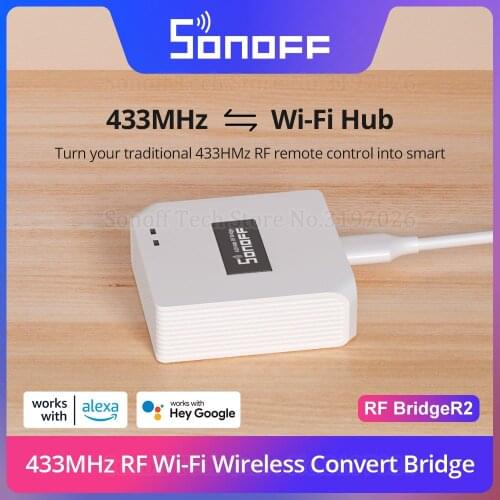 SONOFF RF Bridge R2 433MHz RF Wi-Fi Wireless Convert Bridge Smart Scene Home Security Support DW2-RF PIR3-RF Sensor via eWeLink