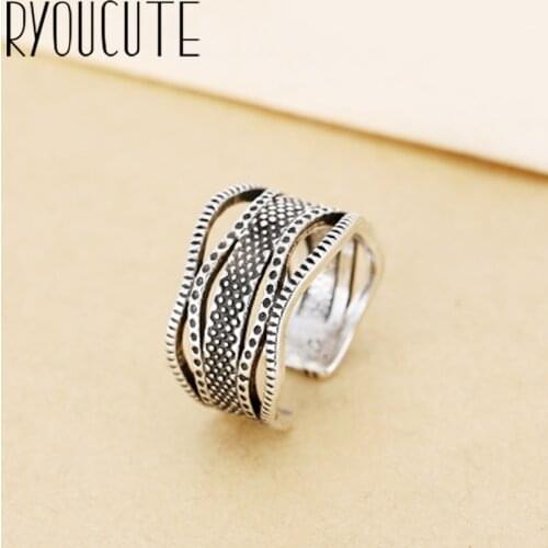 Exaggerated Retro Silver Color Big Layer Rings For Women Engagement Rings Vintage Girls Open Jewelry