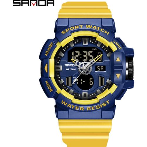 SANDA Mens Sports Watches Top Brand Luxury Military Quartz Watch Men Clock Waterproof S Shock Wristwatch Relogio Masculino