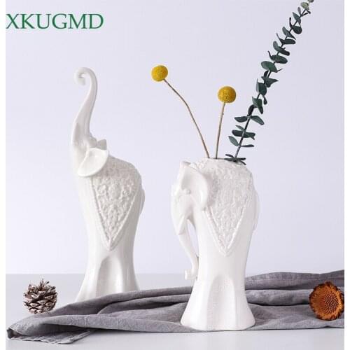 European Creative Ceramic Animal Elephant Personality Flower Arrangement Vase Living Room Home Decorat Ornaments