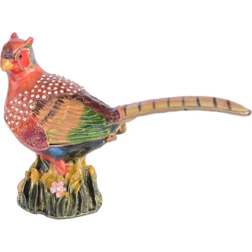 Pheasant bird metal gifts box jeweled jewelry necklace storage trinket box Rings Box,Earrings/Pendant Display Packaging Gift Box