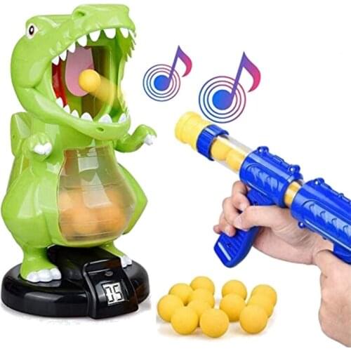 Dinosaur Shooting Games for Kids, Shooter Toys Target Practice with LCD Score Record, 12 Foam Balls and 1 Air Pump Guns 20F