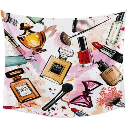 Cosmetics Perfume Lipstick Bow Female Wall Tapestry Beach Towel Home Decoration
