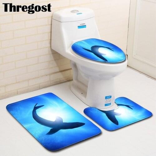 Carpet for Bathroom Flannel Bathroom Rug Set 3Pcs Bath Mat Toilet Mat Absorbent Cover Toilet Bath Carpet Bathroom Mats