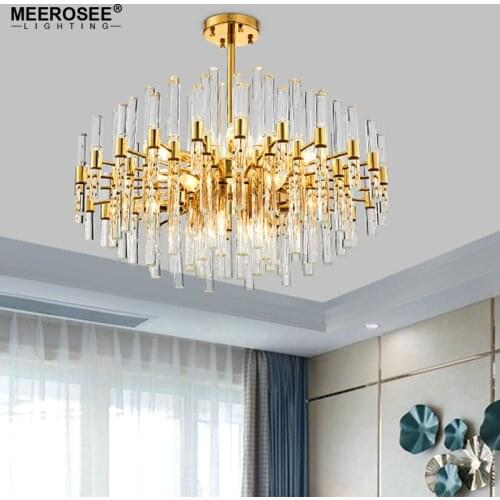 Meerosee Contemporary Crystal Chandelier Lighting Fixture Creative Lustres Hanging suspension Light Dining room Living room Lamp