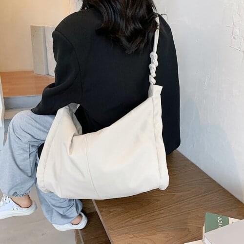 Fashion Solid Color Large Shoulder Bags For Women Soft Pu Leather Casual Bags For Female All-Match Ladies High-Capacity Handbags