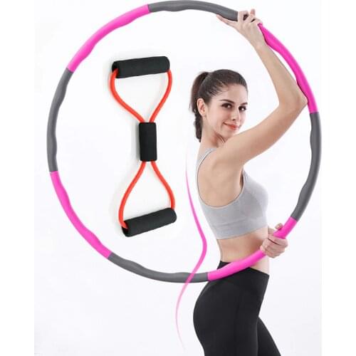 XC LOHAS 8 Part Sport Hoop Chest Expander Yoga Resistance Bands Set Detachable Weighted Install Massage Thin Waist Hoop Slimming