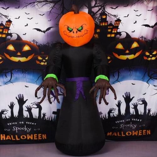 Pumpkin Head Demon Inflatable Toys Halloween Horror Pumpkin Lantern Toy Halloween Party Tricky Props New Year Gift EU Plug