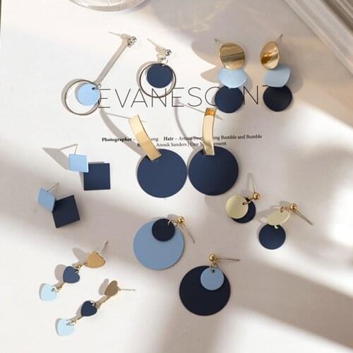 New blue earrings female simple art girl wild temperament earrings earrings ladies jewelry earrings