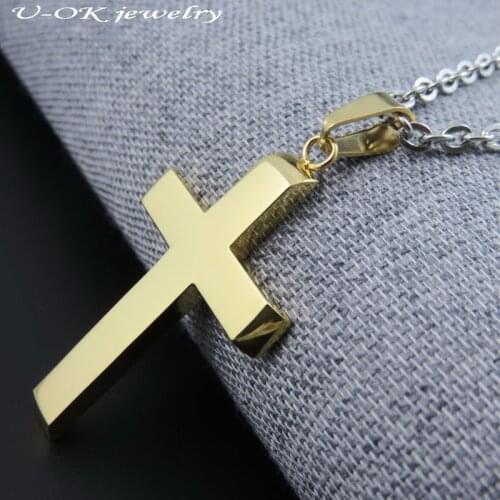 Gold-color Crosss Pendant, Stainless Steel Necklace Pendant, Fashion Mens Pendant, Christmas Gift Jewelry UOK03