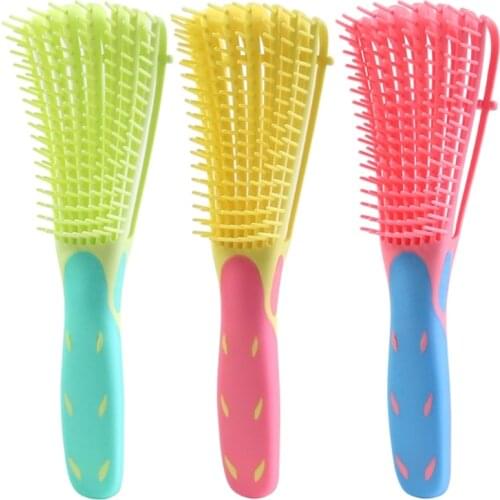 A0ND Professional 8 Rows Detangling Brush Comb for Curly Wavy Wet Dry Thick Long Knotted Hair Brush Tool Salon Home Use