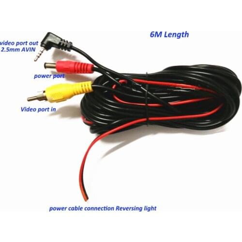 6M Wire Cable for All Car Parking Rear Front View Backup Camera with 2.5MM Earphone Port for Portable GPS
