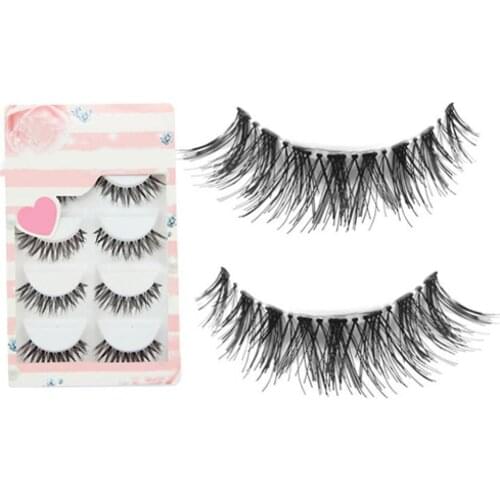 5 Pairs Women Natural Lot Black Cross False Eyelash Soft Long Makeup Eye Lashes Extensions