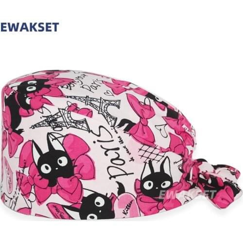 Novel surgical hat cotton Operating room women men doctors nurse beauty salon anime printing working scrub cap