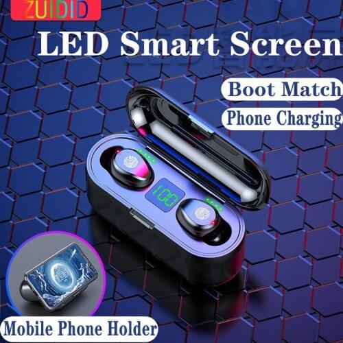 ZUIDID Bluetooth 5.0 Headphone 9D Stereo Sports Trend Waterproof Wireless Earphone 2000mAh Charging Box Earbuds With Microphon