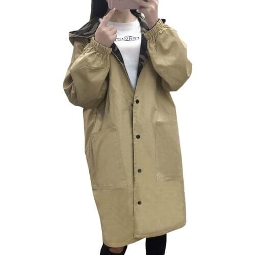 Spring Autumn Long Hooded Trench Women Print Letter Camouflage Double Coats Female Loose Wide-waisted Windbreaker Outwears Mw358