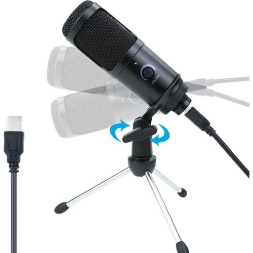 USB Condenser Microphone Voice Recording Mic For PC Computer Laptop Professional Studio Microphones With Stand For Youtobe VK