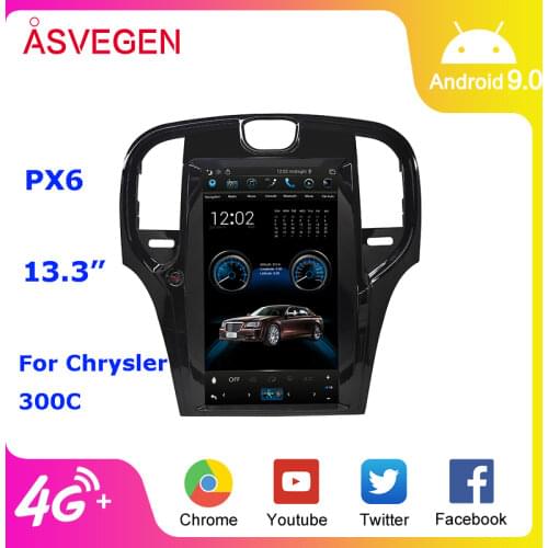 Vertical Screen 13.3 inch Android 9.0 Quad Core 4G+64GB Car Radio For Chrysler 300C Stereo GPS Navigation