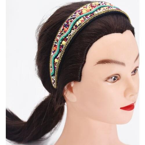 New Bohemian Ethnic Style Handmade Rice Beads Turquoise Headband For Women Geometric Multicolor Fashion Retro Headdress Headband