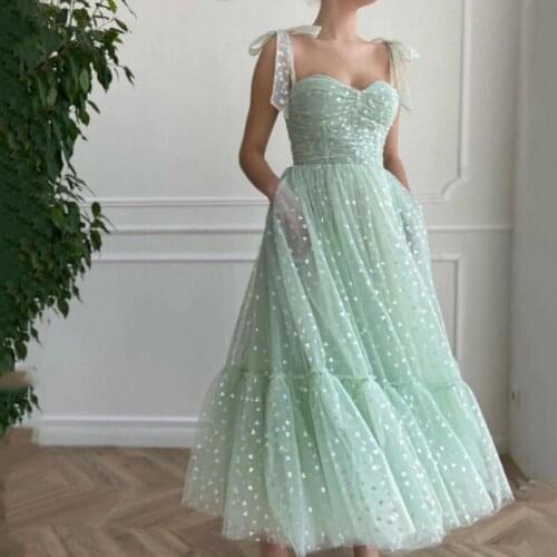 Vintage Mint Green Prom Dresses 2021 Hearty Tea Length Homecoming Party Dress Cheap Formal Evening Gowns Custom Made Fast Ship