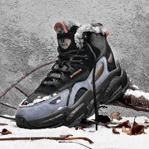 Winter Mens Snow Boots Casual Shoes Fur Ankle Boots Clunky Sneakers for Men Keep-warm Footwear Zapatillas Deportivas Hombre