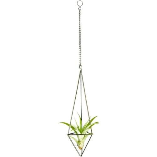 1 Pack Hanging Air Plant Holder For Tillandsia Display Geometric Planter With Chains Home Decor For Air Plants, Bronze