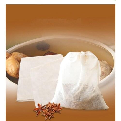 2pcs/lot 20.8x21cm Linen Cotton Strainer Reusable Seasoning Chinese Medicine Filter Bag Soup Tea Bags OK 0961