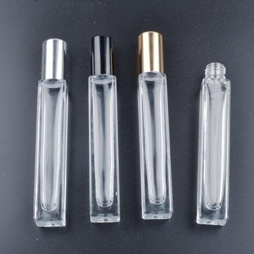 200pcs/lot 10ml Transarent Roll glass On Roller Bottle with Stainless Steel Refillable Essential Oils Perfume Bottles Containers