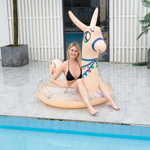2021 Swimming Pool Inflatable Mattress Alpaca PVC Inflatable Adult Floating Bed Chair Swimming Circle Outdoor Water Fun