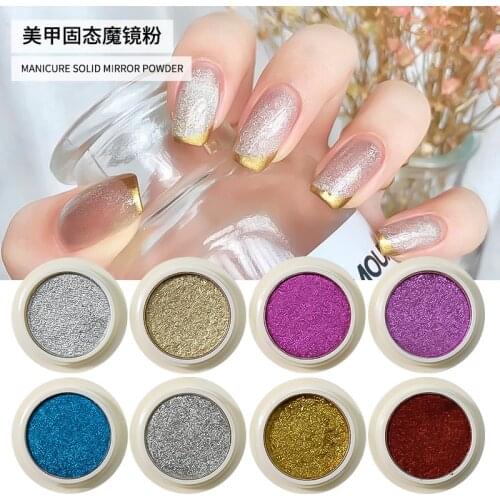 1 Jar Magic Mirror Powder Nail Art Solid Powder Laser Mirror Super Glitter Powder Solid-Pack Powder Jewelry Aurora Powder,7Color
