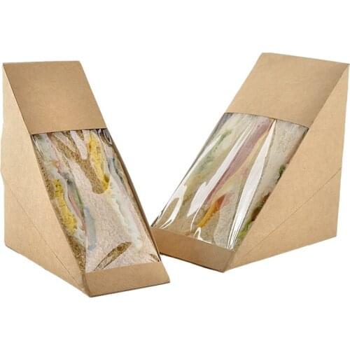 500pcs/lot Triangle Kraft Paper Box Wedding Candy Gift Christmas Fruit Pie Pizza Cheese Cake Gift Packing Boxes