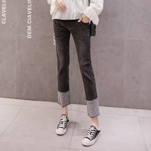 912# Maternity pants Spring Autumn Maternity Jeans Belly Support Pants Support Abdomen Elastic Waist Maternity Trousers