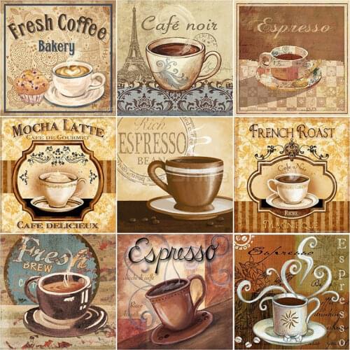 Diamond Painting Full Square Diamond Embroidery Coffee Picture Of Rhinestones Diamond Mosaic Full Layout Wall Decor