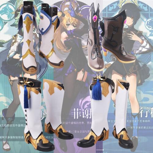 Anime! Genshin Impact Sucrose Fischl XingQiu Cosplay Shoes Fashion The High Quality Role Playing Boots Women/Men Size 35-44 NEW